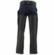 Milwaukee Leather Men's Black Premium Leather Motorcycle Rider Chaps w/ Thigh Pocket and Mesh Liner-ML1190