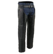 Milwaukee Leather Men's Black Premium Leather Snap Out Thermal Lined Motorcycle Rider Chaps- ML1191