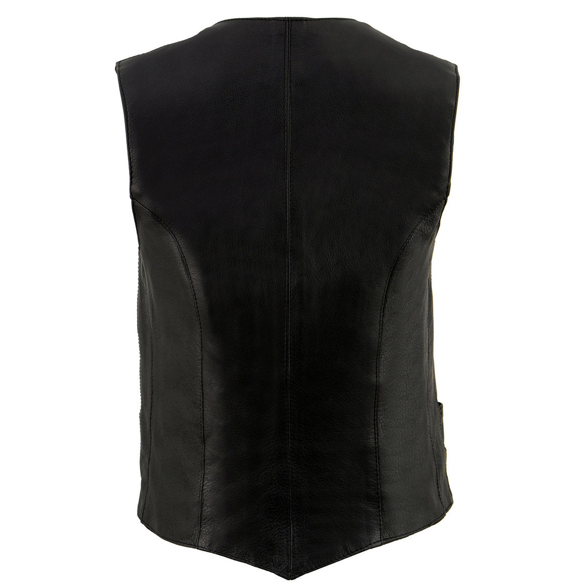 Milwaukee Leather ML1253 Women's Black Premium Leather V-Neck Motorcycle Rider Vest w/ Milwaukee Leather Logo Snaps Closure