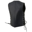 Milwaukee Leather ML1254 Women's Black Premium Leather Side Lace Motorcycle Rider Vest w/ Milwaukee Leather Logo Snaps Closure