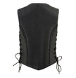 Milwaukee Leather ML1255 Women's Black Braided Premium Leather Side Lace Motorcycle Rider Vest