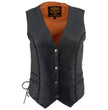 Milwaukee Leather ML1255 Women's Black Braided Premium Leather Side Lace Motorcycle Rider Vest