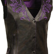 Milwaukee Leather ML1293 Women's Black and Purple ‘Wing Studded’ Leather Vest