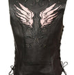 Milwaukee Leather ML1293 Women's Black and Pink ‘Wing Studded’ Leather Vest