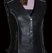 Milwaukee Leather ML1293 Women's Black and Pink ‘Wing Studded’ Leather Vest