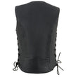 Milwaukee Leather ML1296 Women's Black Leather Side Laced Motorcycle Vest w/ Reflective Tribal