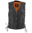 Milwaukee Leather ML1296 Women's Black Leather Side Laced Motorcycle Vest w/ Reflective Tribal