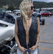 Milwaukee Leather ML1296 Women's Black Leather Side Laced Motorcycle Vest w/ Reflective Tribal
