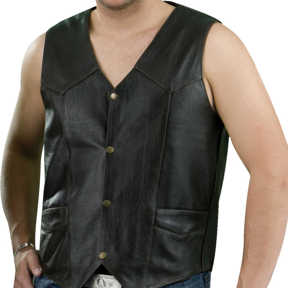 Genuine Leather ML1310RT Men's Retro Brown Classic Leather Motorcycle Vest
