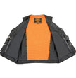 Milwaukee Leather ML1368 Men's Black Premium Leather V-Neck Motorcycle Rider Vest w/ Buffalo Nickel Snaps Closure