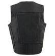 Milwaukee Leather ML1368 Men's Black Premium Leather V-Neck Motorcycle Rider Vest w/ Buffalo Nickel Snaps Closure