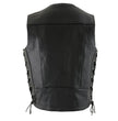 Milwaukee Leather ML1369 Men's Black Premium Leather Side Lace Motorcycle Rider Vest w/ Buffalo Nickel Snaps Closure