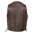 Milwaukee Leather ML1391RT Men's Retro Brown Leather Vest- 10 Pockets Side Lace 4-Snap V-Neck Motorcycle Rider Vest