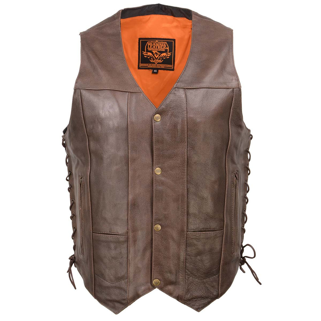 Milwaukee Leather Vingerloze Motorhandschoenen – Bruin, Gel-gevulde Palm, Verstelbare Polsband, Van Premium 'naked' Rundleer
