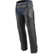 Milwaukee Leather ML1766 Men's Black 3-Pocket Leather Motorcycle Chaps with Thigh Patch Pocket