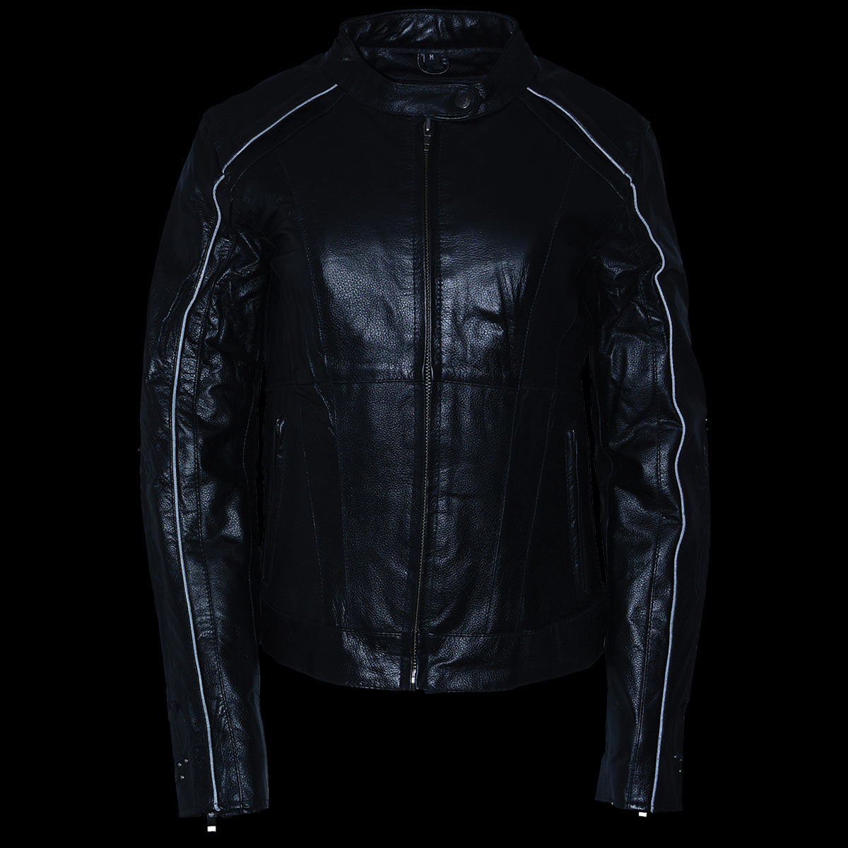 Milwaukee Leather ML1952 Women's Black 'Embroidered Wing and Stud Design' Leather Scooter Jacket