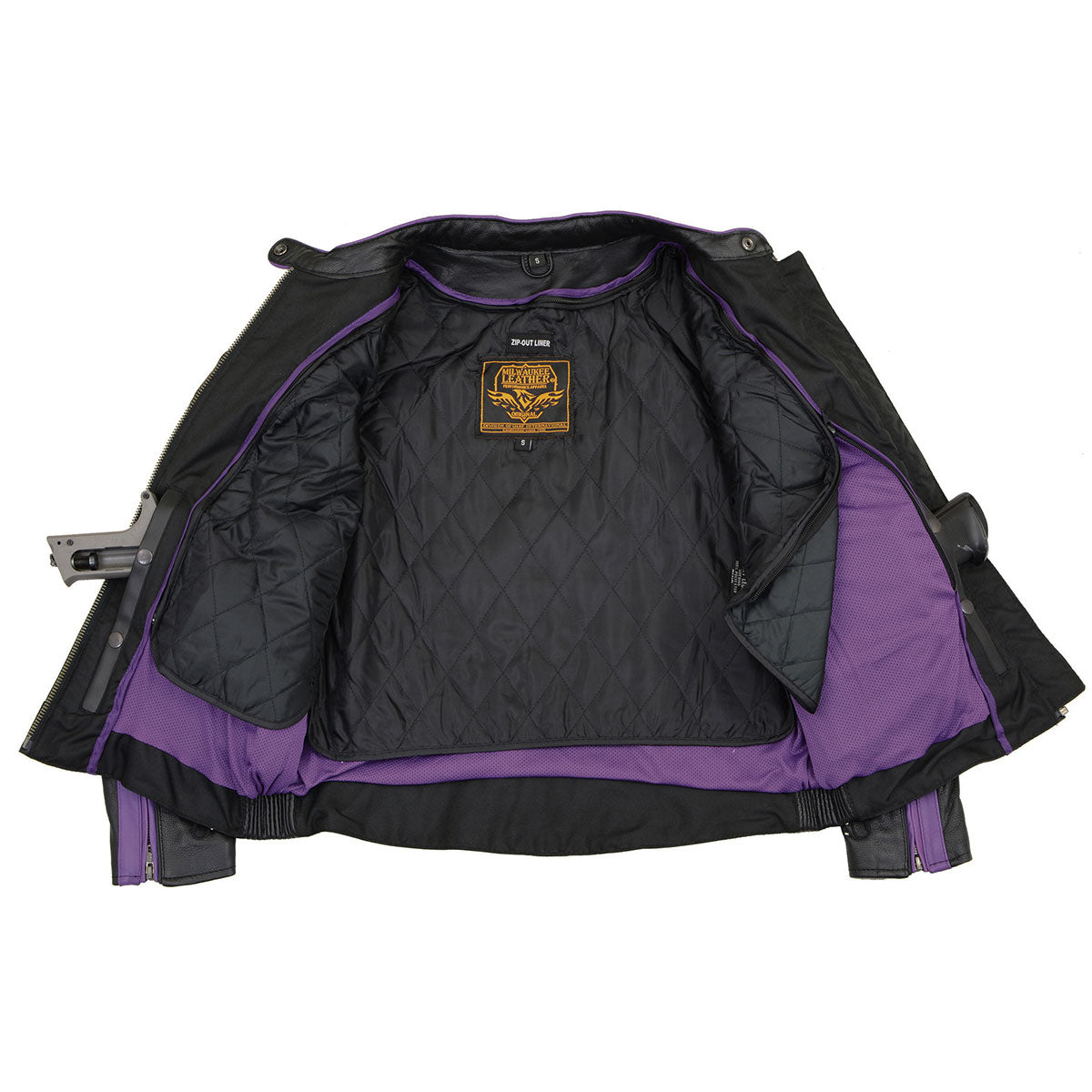 Milwaukee Leather X1952 Women's Black and Purple Embroidered and Stud Design Jacket