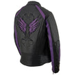 Milwaukee Leather ML1952 Women's Black and Purple Embroidered and Stud Design Scooter Jacket