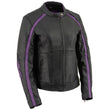 Milwaukee Leather ML1952 Women's Black and Purple Embroidered and Stud Design Scooter Jacket