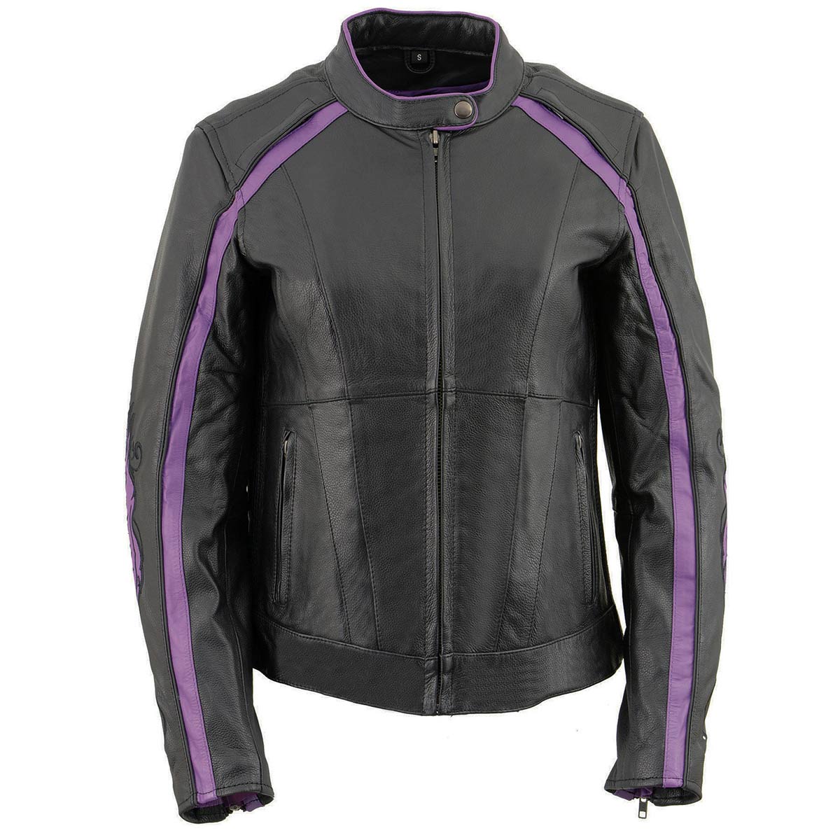 Milwaukee Leather ML1952 Women's Black and Purple Embroidered and