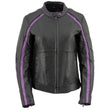 Milwaukee Leather ML1952 Women's Black and Purple Embroidered and Stud Design Scooter Jacket