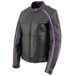Milwaukee Leather ML1952 Women's Black and Purple Embroidered and Stud Design Scooter Jacket