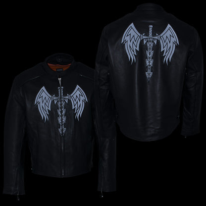 Milwaukee Leather ML2056 Men's 'Cross Sword’ Leather Moto Jacket