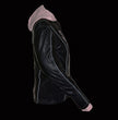 Milwaukee Leather ML2066 Women's 3/4 Black and Pink Leather Hoodie Jacket with Reflective Tribal Design