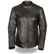 Milwaukee Leather ML2071 Women's Black Leather Jacket with Purple Butterfly Design