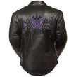 Milwaukee Leather ML2071 Women's Black Leather Jacket with Purple Butterfly Design