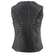 Milwaukee Leather ML2078 Women's Black Premium Leather Motorcycle Rider Vest w/ Studding Detail