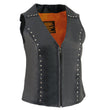 Milwaukee Leather ML2078 Women's Black Premium Leather Motorcycle Rider Vest w/ Studding Detail