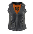Milwaukee Leather ML2078 Women's Black Premium Leather Motorcycle Rider Vest w/ Studding Detail