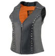 Milwaukee Leather ML2078 Women's Black Premium Leather Motorcycle Rider Vest w/ Studding Detail