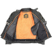 Milwaukee Leather ML2083 Men's Black Premium Leather Vented Motorcycle Rider Jacket w/ Reflective Piping
