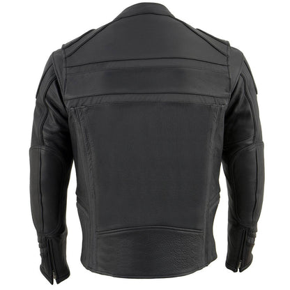 Milwaukee Leather ML2083 Men's Black Premium Leather Vented Motorcycle Rider Jacket w/ Reflective Piping