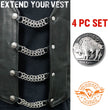 Milwaukee Leather 5 Cent Buffalo Medallion Vest Extender - Double Chrome Chains Genuine Leather 6.5