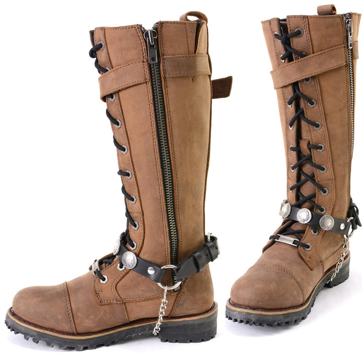Milwaukee Leather Boot Chains Set of 2 - Adjustable Biker Boots Strap