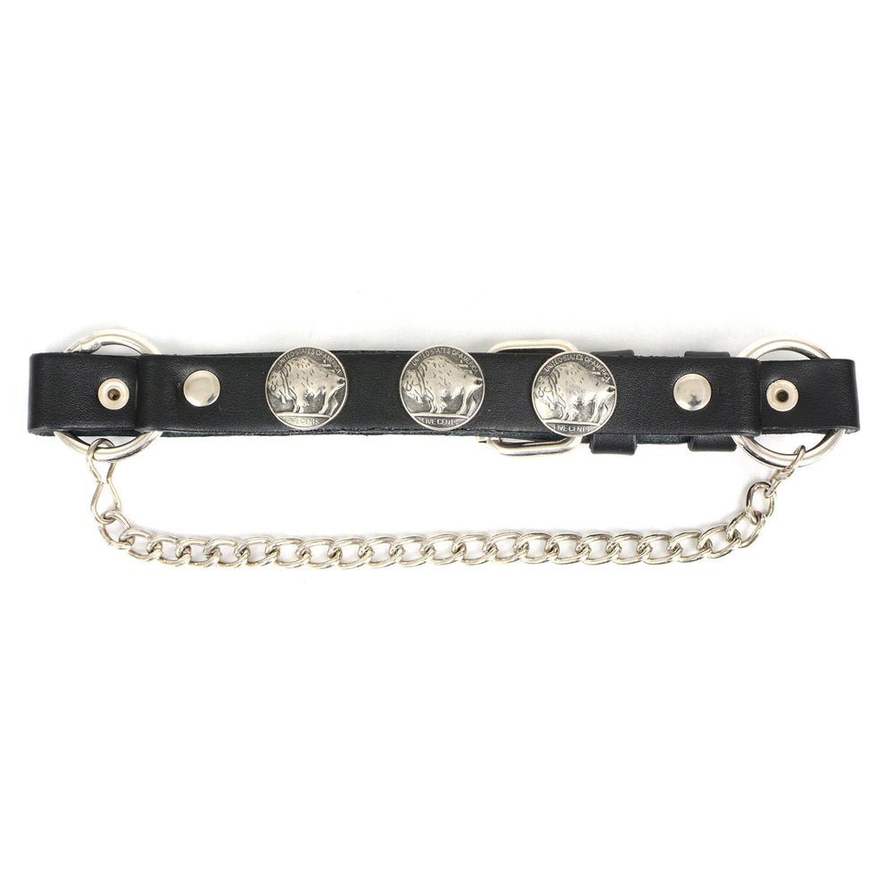 Milwaukee Leather Silver Boot Chain w/ Vintage Buffalo Coin Medallion & Adjustable Strap - MLA3002