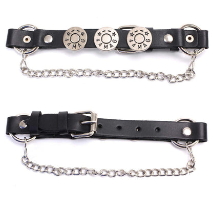 Milwaukee Leather MLA3004 Silver Biker Chain for Motorcycle Boots with 44 MAG Medallion