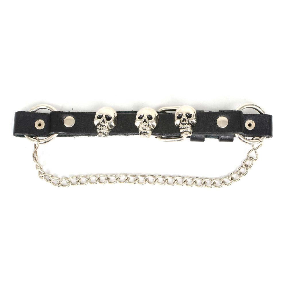 Milwaukee Leather Silver Classic Skull Heads Biker Chain for Motorcycle Boots - MLA3007