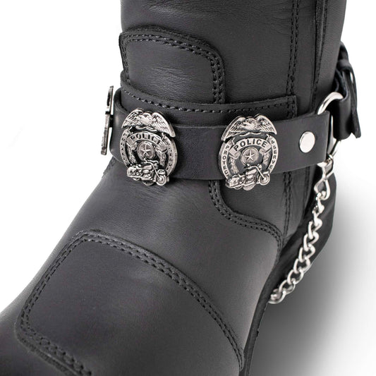 Milwaukee Leather Silver Police Emblem Boot Chain with Adjustable Strap - MLA3011