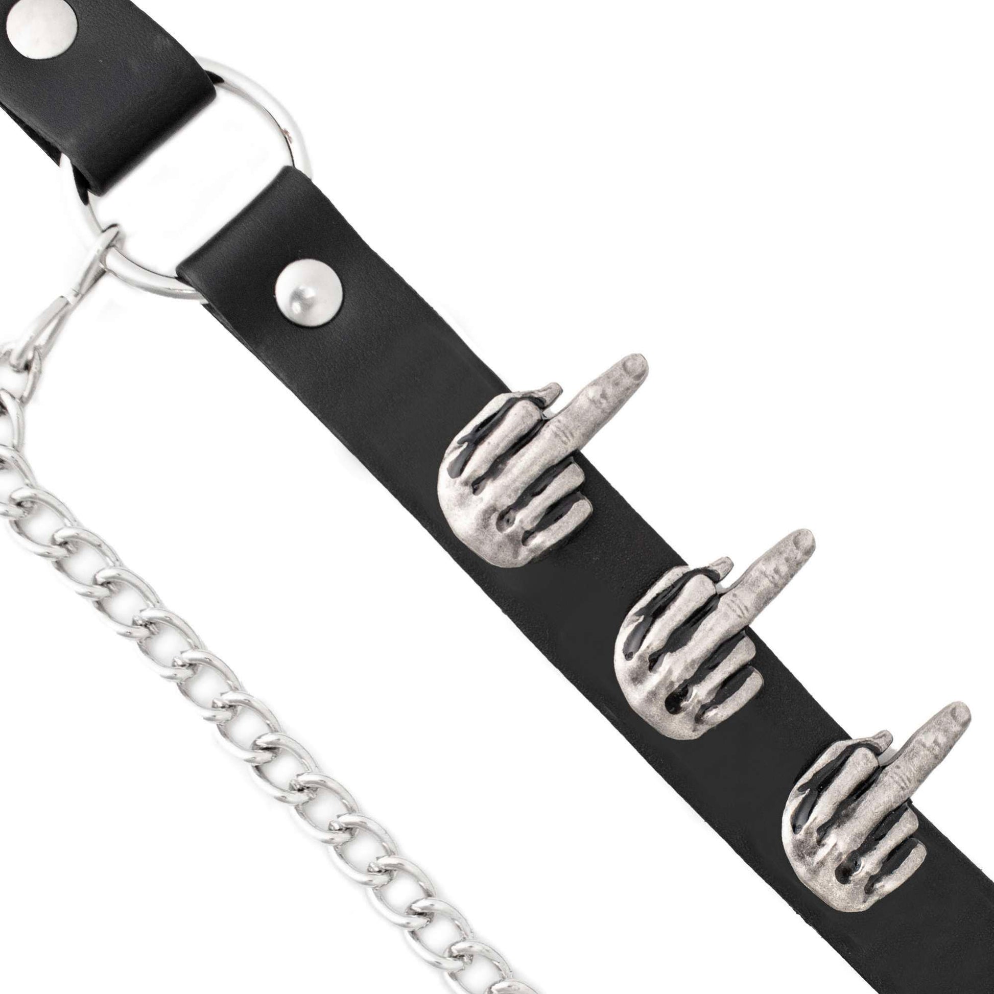 Milwaukee Leather Silver Middle Finger Emblem Boot Chain with Adjustable Strap - MLA3012