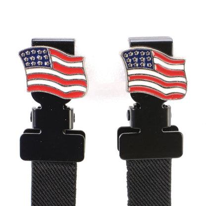 Milwaukee Leather MLA4003 Motorcycle Biker USA Flag Emblem Elastic Bungee Clips for Chaps or Pants (Set of 2)