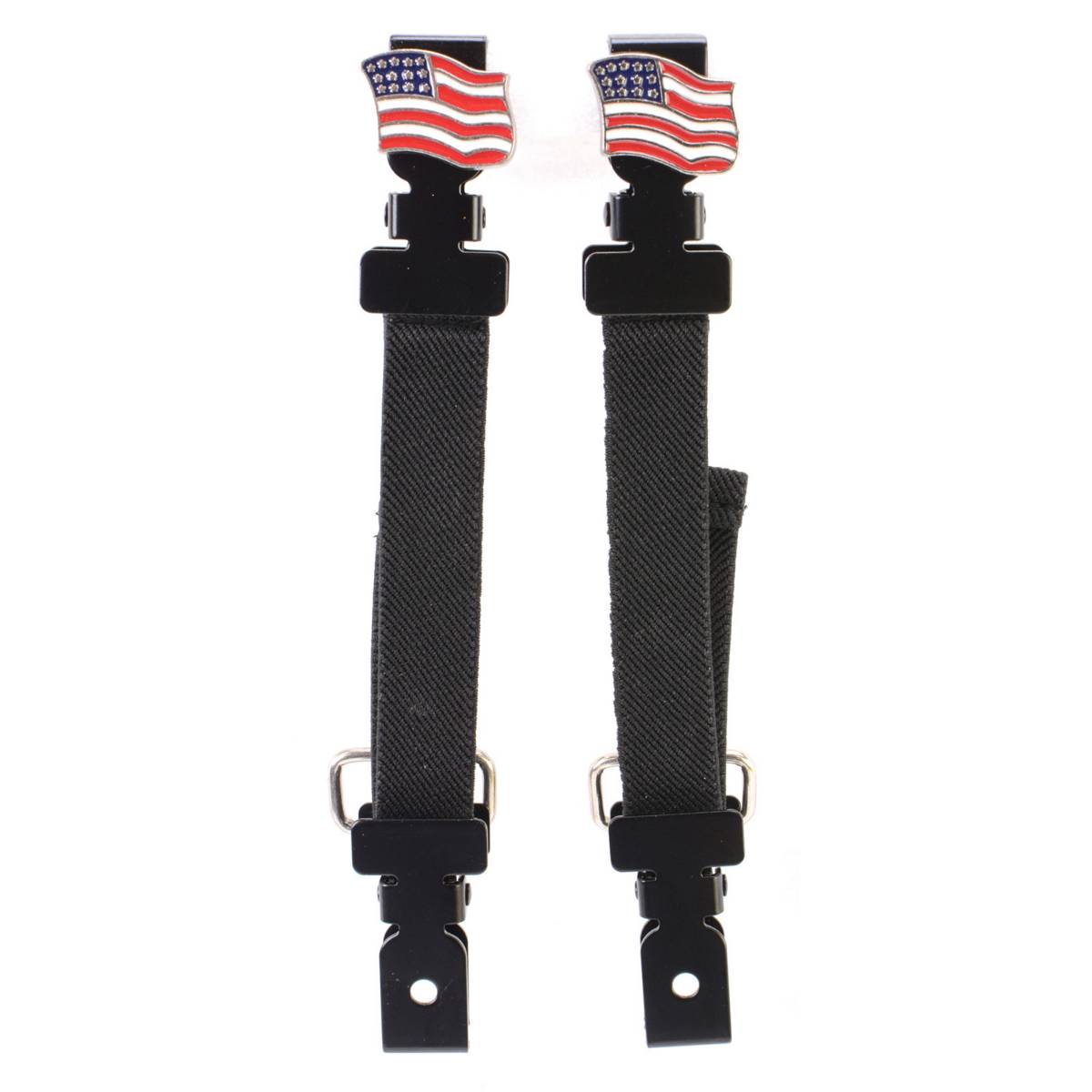 Milwaukee Leather MLA4003 Motorcycle Biker USA Flag Emblem Elastic Bungee Clips for Chaps or Pants (Set of 2)