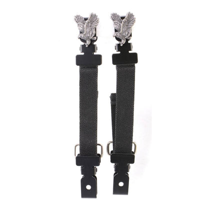Milwaukee Leather MLA4005 Motorcycle Biker Silver Flying Eagle Elastic Bungee Clips for Chaps or Pants (Set of 2)