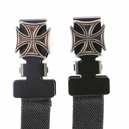 Milwaukee Leather MLA4006 Motorcycle Biker Iron Cross Elastic Bungee Clips for Chaps or Pants (Set of 2)