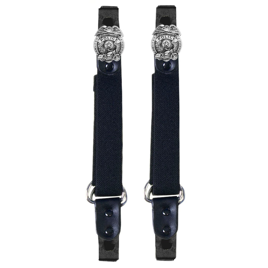 Milwaukee Leather MLA4015 Police Badge Motorcycle Biker Elastic Bungee Clips for Chaps or Pants (Set of 2)