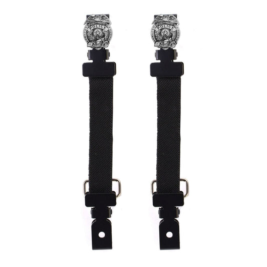 Milwaukee Leather MLA4015 Police Badge Motorcycle Biker Elastic Bungee Clips for Chaps or Pants (Set of 2)