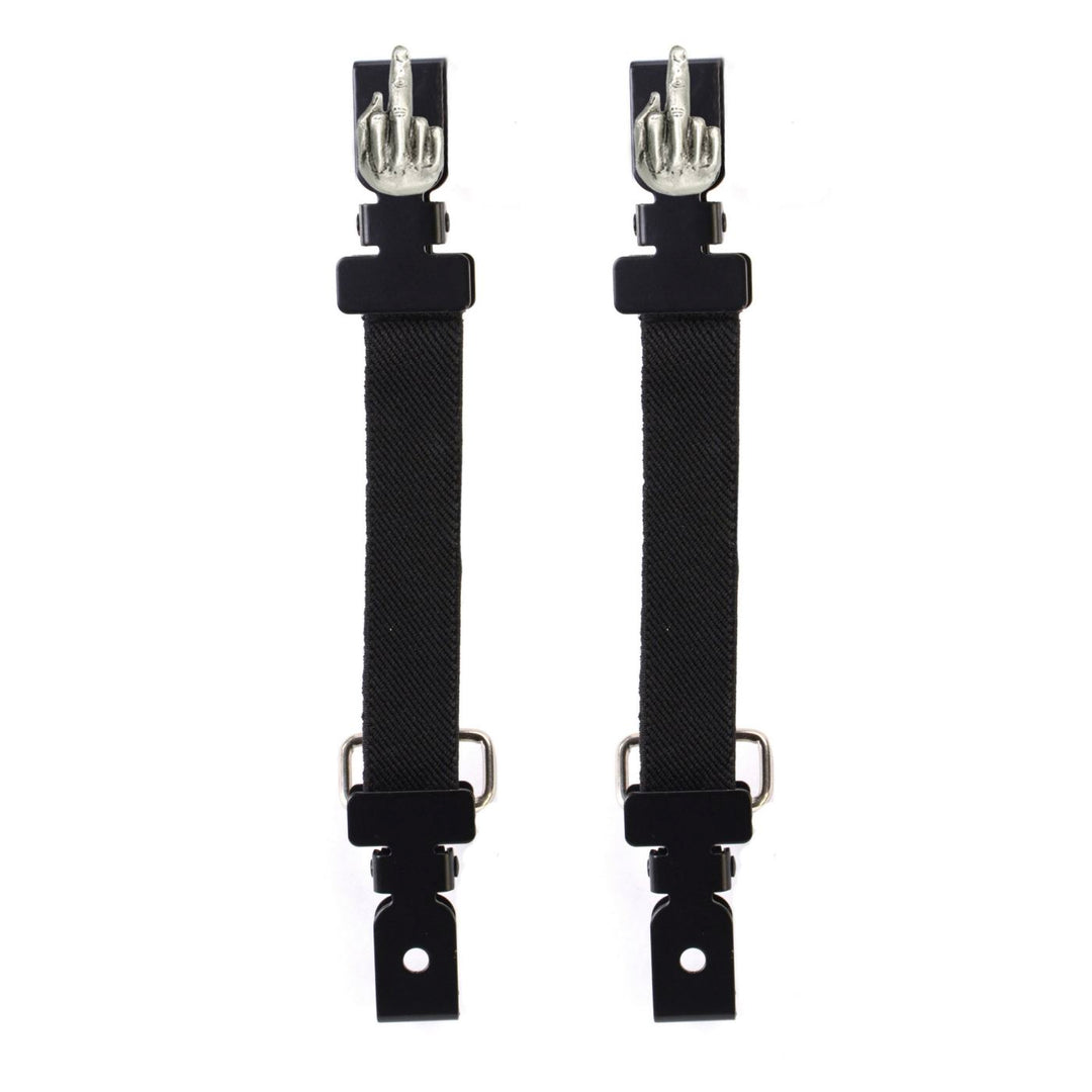 Milwaukee Leather MLA4016 Middle Finger Motorcycle Biker Elastic Bungee Clips for Chaps or Pants (Set of 2)